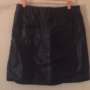 Vintage Black Faux Leather Pleather Mini Skirt